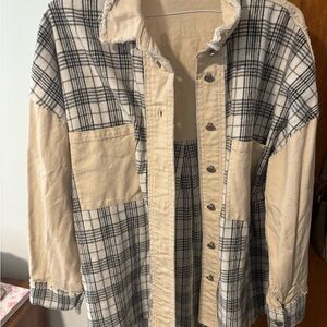 Boutique Plaid Button-Up Jacket with Pockets